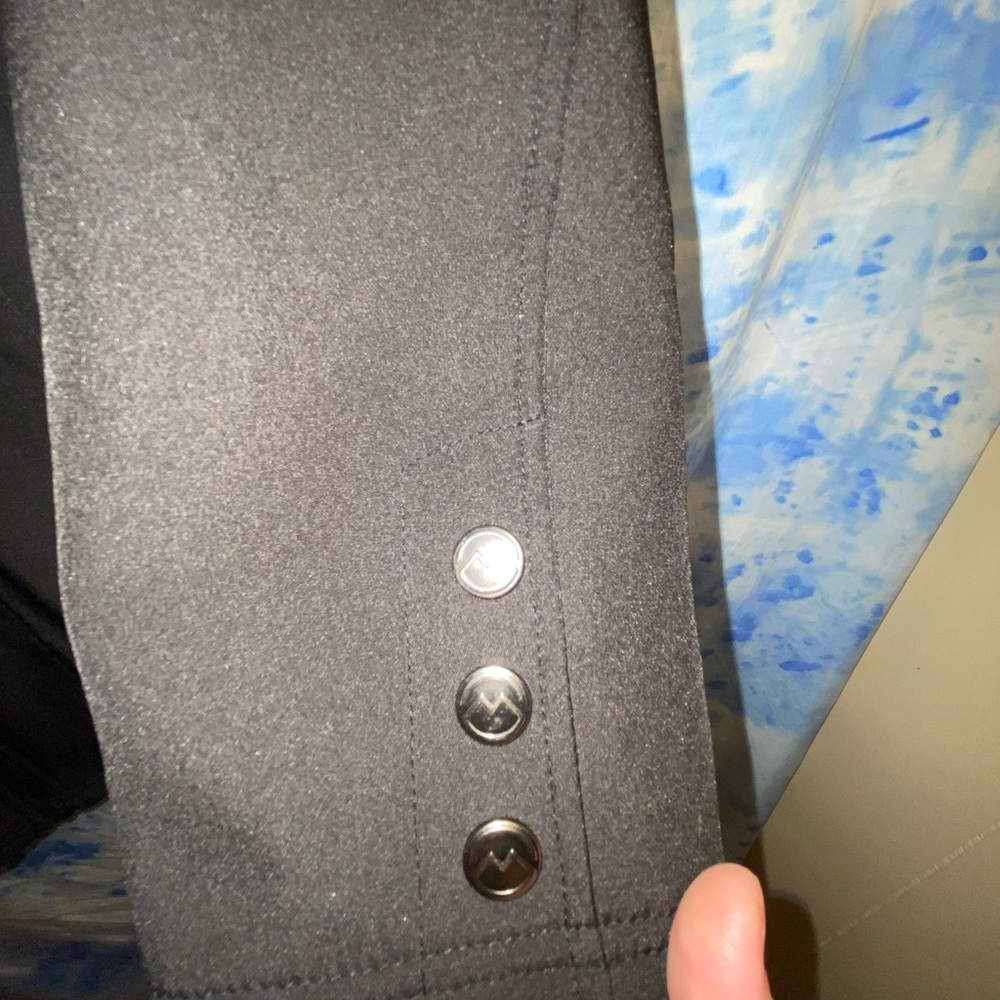 Long black Magellan coat with hood never worn
